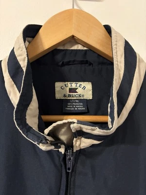 Cutter & Buck Full Zip Windbreaker Jacket Sz LT Soft Shell Blue Golf CB Logo - Image 1 of 4