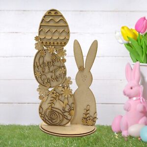 Kit d'artisanat vierge MDF à faire soi-même, kit d'artisanat de Pâques décorez le vôtre, pile d'œufs de lapin