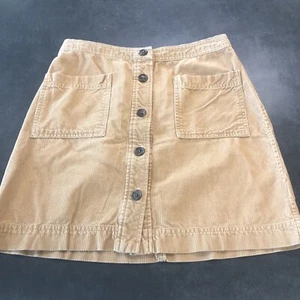 Gap Corduroy Mini Skirt Size XS Brown 2 Pocket Western Button Front Y2K - Picture 1 of 15