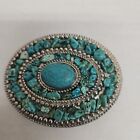 Silver Tone and Turquoise belt buckle (no stamp)