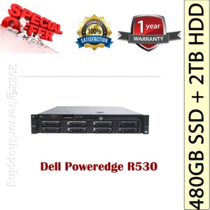 Dell PowerEdge R530 1 x E5-2620 v3 2.4GHz 6-Core 64GB DDR4 480GB SSD + 2TB SSD - Picture 1 of 7