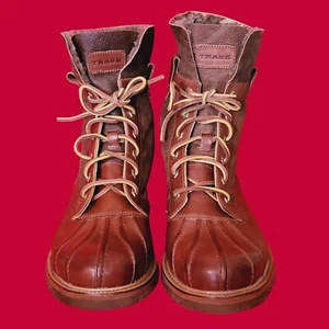 HS Track Mens Leather Boots Lace Up Shearling Lining 12 M - Picture 1 of 13