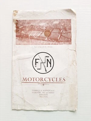 VOLANTINO PIEGHEVOLE MOTORCYCLES - FABRIQUE NATIONALE D'ARMES DE GUERRE HERSTAL - Immagine 1 di 3