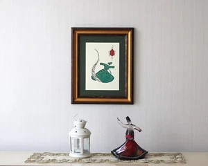 Original Handmade Islamic Arabic Calligraphy Art Gift Whirling Dervish A4 010010 - Picture 1 of 5