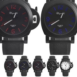 Nuevo reloj de pulsera analógico de cuarzo deportivo de carreras para hombre estuche de metal negro correa de silicona - Imagen 1 de 22