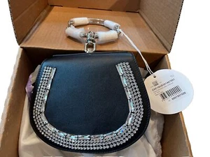 Nuevo con etiquetas Chloé Nilo Cristal Embellecido Pulsera Cuero Negro Bolso Cruzado - Imagen 1 de 8