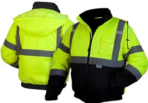 HIGH VISIBILITY Waterproof Insulated Reflective ROAD WORK Bomber Jacket LARGE - Picture 1 of 7