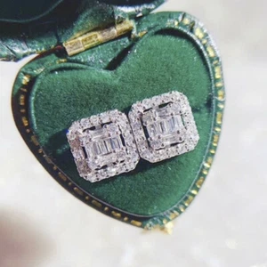 Quadratischer Ohrstecker Damen 925 Silber Schmuck Mode Zirkon Ohrring - Bild 1 von 5