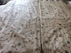 Coppia Tende VOGOL Semplici Ricamate Floreali Blu Eleganti Tende Finto Lino - Foto 1 di 8