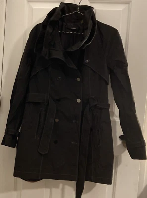 *TAHARI Chaqueta Abrigo de Lluvia Doble Cuello y Doble Pecho Talla S Negro Foto 1 de 4