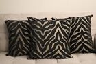 Cushion cover handmade 3 x 20x20'' wool & suede black & silver panther pattern