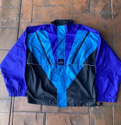Vintage 90s Asics New York Marathon Color Block Windbreaker Jacket Large - Image 1 of 4