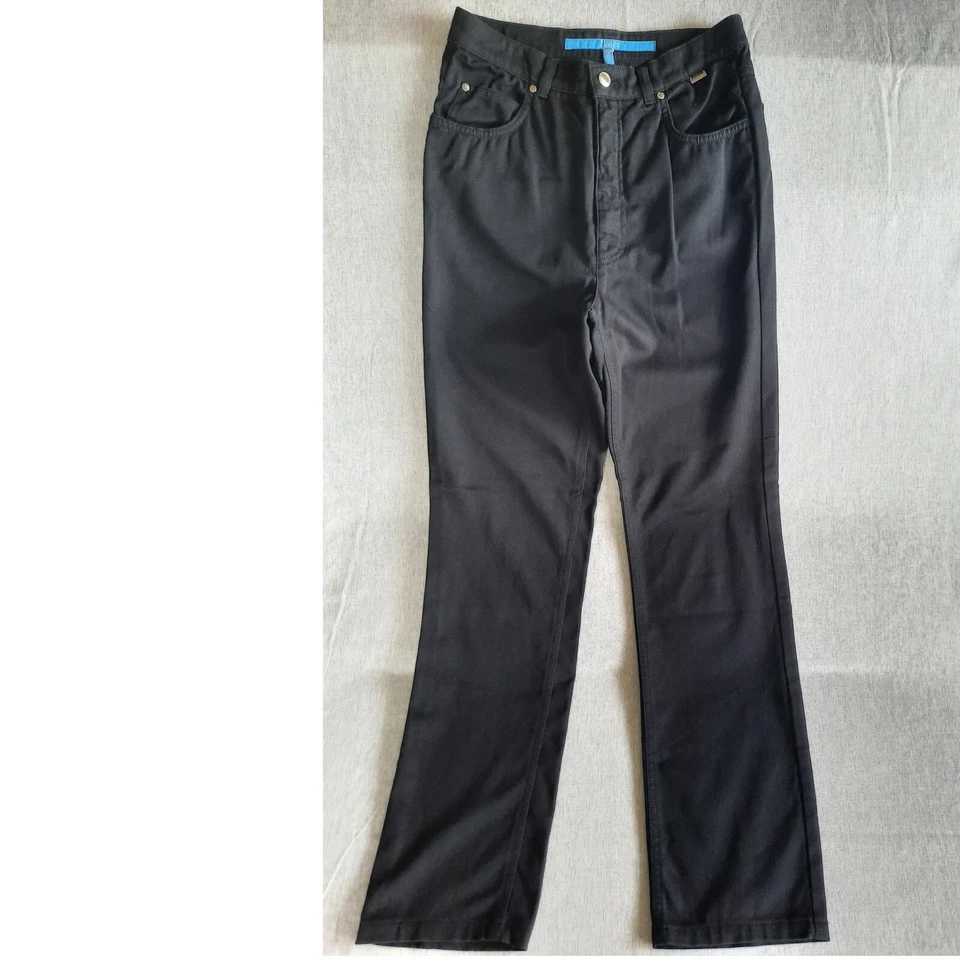 Jeans Escada Sport feminino 38 cintura alta cônico elástico preto 5 bolsos algodão EUA! - Imagem 1 de 4