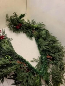 Balsam Hill 6 ft Winter Evergreen Garland Battery Powered Open box - Picture 1 of 4
