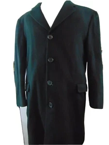 Burberry London 42R USA 100% Lambswool Dark Gray Black Button Front Overcoat - Picture 1 of 9