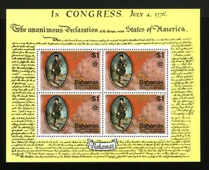 Bahamas Scott #393a MNH S/S US Bicentennial CV$8+ - Picture 1 of 1