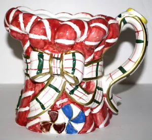 Keramik Weihnachten Deko Zuckerstange Vase Krug rot weiß grün Schleife 'Makel' - Bild 1 von 7