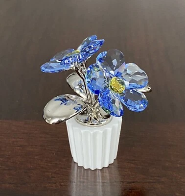 Swarovski Crystal Forget Me Not Flower Figurine~9100 NR 000 505~5045569~MIB~RARE - Image 1 of 4