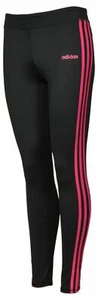 Adidas Girls' Performance Tight Three Stripe Leggings-Size XL(16)-Black/PINK-NWT - Picture 1 of 4