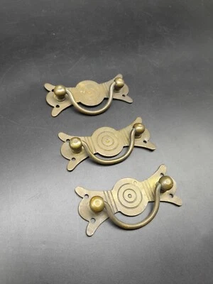 Set of 3 Arts And Crafts  Drawer Handles Late Victorian Decorated 7.5 Cm Long - Image 1 of 4