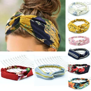 Fashion Women Elastic Flower Printed Turban Head Wrap Headband Twisted Hair Band - Picture 1 of 15