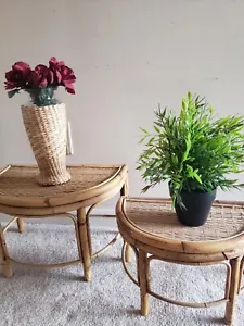 Mid Century Rattan Nesting Stands. Small Tables - Picture 1 of 11