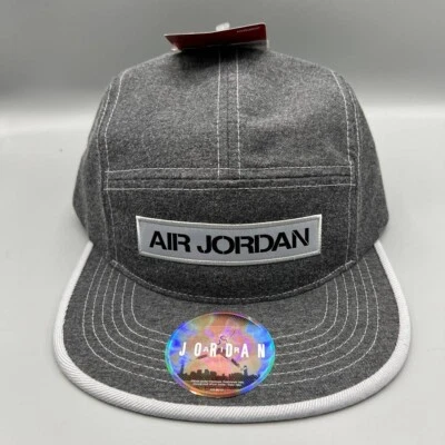 Chapéu Air Jordan masculino cinza 5 painéis alça jumpman tampa traseira novo - Imagem 1 de 4