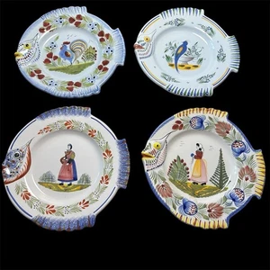 HB Henriot Quimper Faience Pottery Fish Shaped Platters 10" - Picture 1 of 9