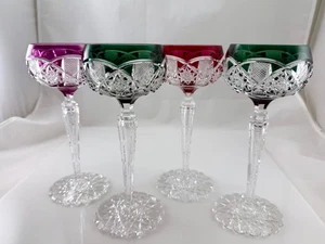 4 VAL ST LAMBERT SAATBRUCKEN PATTERN WINE GLASSES - Picture 1 of 6
