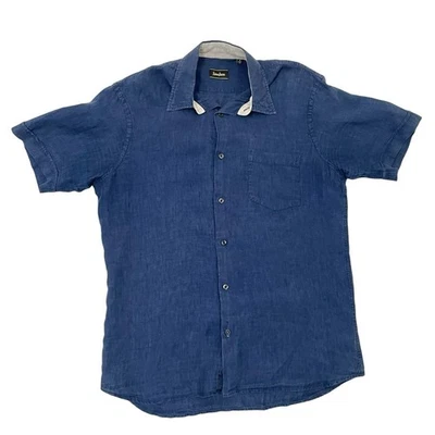 Neiman Marcus 100% Linen Button Up Short Sleeve Shirt Blue size Medium - Image 1 of 4