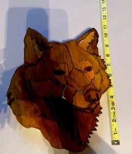 Wandbild Dekoration Intarsien aus Holz Handarbeit 3D Wolf - Bild 1 von 11