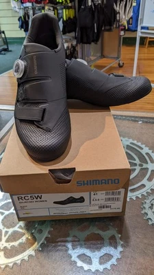 禧玛诺 RC5 女式公路自行车鞋-3 孔,黑色,41/8.5-9,美国,全新带盒! — 第 1/4 张图片