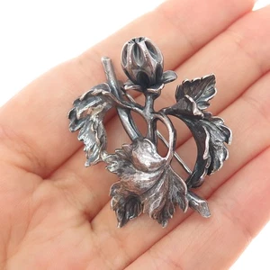 NAPIER 925 Sterling Silver Antique Art Deco Flower Oxidized Pin Brooch - Picture 1 of 7