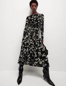 Marks & Spencer Womens Multi Coloured Synthetic A line Floral Midi Dress - M&S - Picture 1 of 12