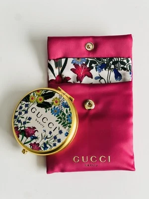 Gucci Floral Pattern Compact Mirror Beauty Promo Gift with Pouch