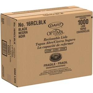 Dart 16RCLB schwarz Optima wiederverschließbarer Durchschlürffdeckel 12-24 Unzen Schaumstoffbecher 1.000/Koffer - Bild 1 von 6
