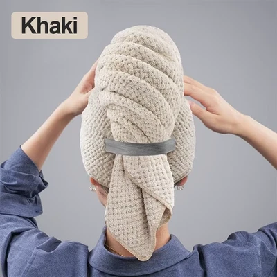 Toalla de cabello de microfibra envoltura extra grande envoltura de toalla de cabello de secado rápido con Ba elástico Foto 1 de 4