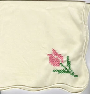 Pink tulip Flower hand embroidered table scarf. Set of 2. Made in Montana! - Picture 1 of 1