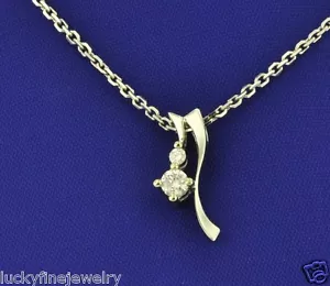 0.14 ct 18k White Gold Natural Diamond Pendant  Stylish  1.00 gram made in USA - Picture 1 of 3