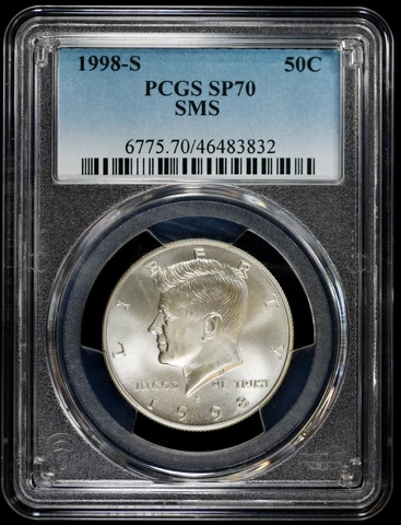 1998 S 50c Kennedy Half Dollar PCGS SP 70 SMS Specimen San Francisco Matte Cover