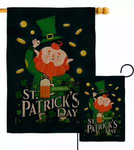 Celebrate St Pat Burlap Garden Flag Springtime St Patrick Decorative Yard Banner - Picture 1 of 19