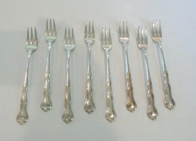 BONITO JUEGO/8 TENEDORES DE CÓCTEL VINTAGE GORHAM "RONDO" PLATA ESTERLINA Foto 1 de 4