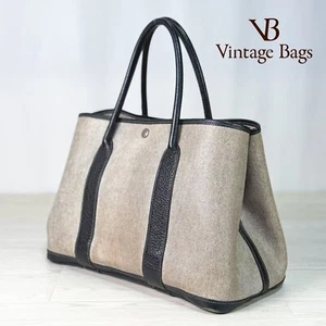 HERMES Garden Party PM Tote Bag Toile Ash【Rank B】 - Picture 1 of 23