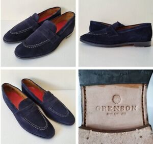 Grenson Men's UK Size 8.5E Blue Suede Leather 'Lloyd' Loafer Shoes 110969