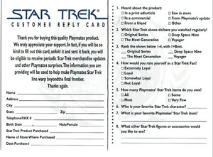 Playmates Star Trek: The Next Generation Action Figure Reply Card come nuovo - Foto 1 di 1