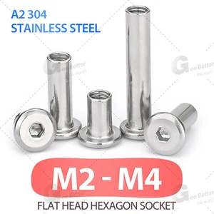 Sleeve Nuts M2-M4 Flat Head Hexagon Socket Furniture Cap Stainless Steel A2 304 - Picture 1 of 62