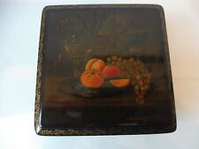 Classy, High Quality, Russian Lacquer Box, Fine Lacquer Painting, Fruit And Wine