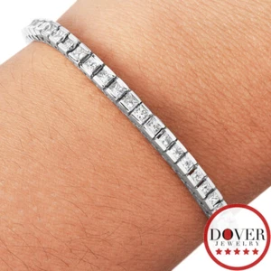 Estate 6.75cts Diamond 14K Gold Princess Cut Tennis Bracelet 13.0 Grams NR - Picture 1 of 6