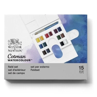 Winsor & Newton Cotman Watercolour Paint Field Travel Box Set 15pc - Image 1 of 4
