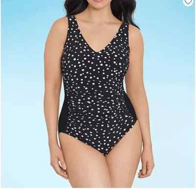 Traje de baño de una pieza a lunares negro/blanco Trimshaper para mujer talla 18 nuevo con etiquetas Foto 1 de 4